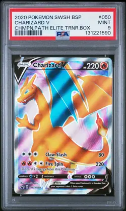 2020 POKEMON SWSH BLACK STAR PROMO #050 CHARIZARD V PSA 9 - Image 1