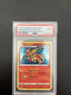 SPECIAL DELIVERY CHARIZARD Pokemon Center UK Promo #SWSH075 PSA 9 Cert Has 67!!! - Image 1