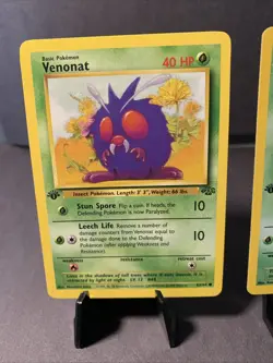 Pokemon TCG 1st Edition Venonat 63/64 NM Venomoth 13/64 LP Jungle Holo 1999 WOTC - Image 2