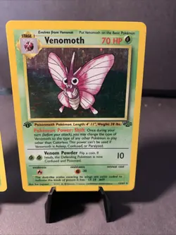 Pokemon TCG 1st Edition Venonat 63/64 NM Venomoth 13/64 LP Jungle Holo 1999 WOTC - Image 3