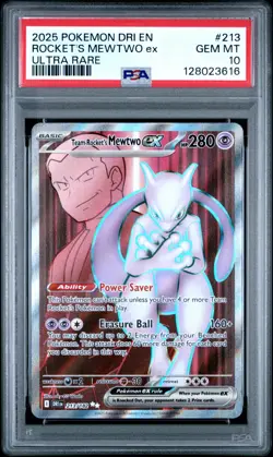 PSA 10 Team Rockets MEWTWO EX Pokemon TCG Destined Rivals 213/182 Gem Mint - Image 1
