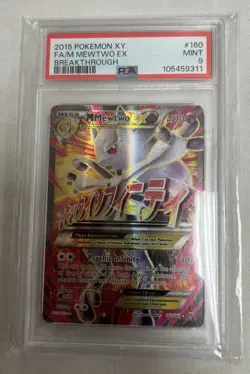 M Mewtwo EX (160 Full Art) 160/162 Breakthrough Holo PSA 9 Mint 2015 Pokemon XY - Image 1