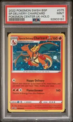PSA 9 - 2022 Pokemon Center UK Holo BS Promo Special Delivery Charizard #075 - Image 1