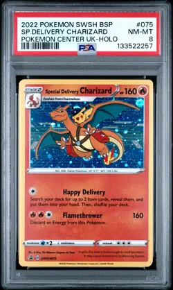 2022 POKEMON SWSH POKEMON CENTER UK PROMO SPECIAL DELIVERY CHARIZARD-HOLO PSA 8 - Image 1