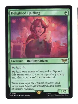 Delighted Halfling MTG The Lord of the Rings: Tales of Middle-earth 0158 Foil NM - Image 1