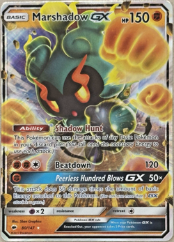 Marshadow GX 80/147 Pokemon SM - Burning Shadows Holo Ultra Rare NM - Image 1