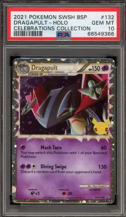 Pokemon Dragapult Prime Celebrations Coll. Black Star Holo Promo SWSH132 PSA 10 - Image 1