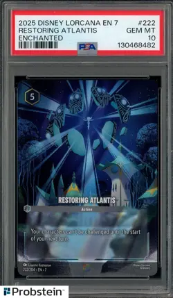 2025 Disney Lorcana EN 7 Enchanted #222 Restoring Atlantis PSA 10 GEM MINT - Image 1