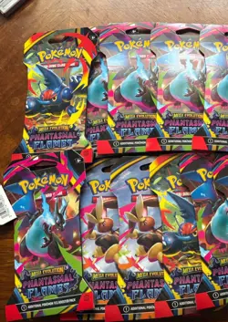 Lot Of 10 Pokemon Mega Evolution Phantasmal Flames Booster Pack - Factory Sealed - Image 1