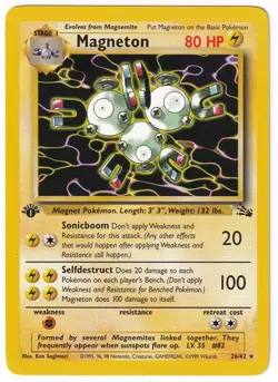 Magneton Non-Holo Fossil 1st Edition NM-M 26/62 Pokemon Card - Image 1