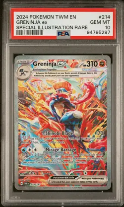PSA 10 Greninja ex 214/167 Twilight Masquerade Special Illustration Rare Pokemon - Image 1