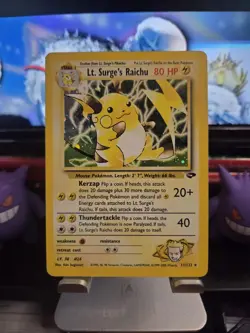 Pokemon TCG Lt. Surge's Raichu Holo Rare Card 11/132 Gym Challenge - Image 1