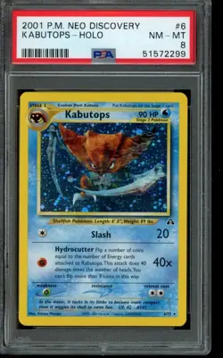 PSA 8 NM-MT Pokemon Kabutops Neo Discovery Holo 6/75 - Image 1