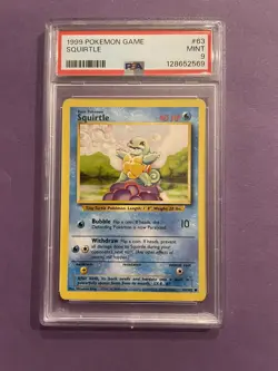 PSA 9 Mint Squirtle Pokemon Card Base Set 1999 Unlimited 63/102 Graded - Image 1
