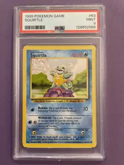 PSA 9 Mint Squirtle Pokemon Card Base Set 1999 Unlimited 63/102 Graded - Image 1