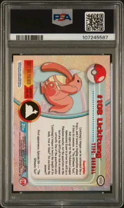 2000 TOPPS POKEMON TV ANIMATION SER 2 FOIL #108 LICKITUNG PSA 9 - Image 2