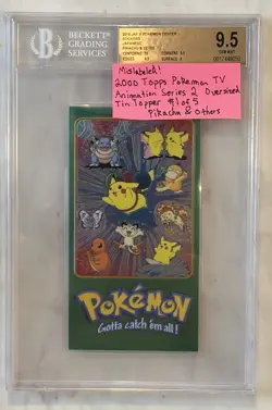 2000 TOPPS POKEMON TV ANIMATION SER. 2 TIN TOPPER #1 PIKACHU & OTHERS BGS 9.5 - Image 1