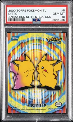 2000 TOPPS POKEMON TV ANIMATION SER 2 STICK-ONS #5 DITTO PSA 10 - Image 1