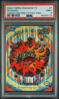 2000 TOPPS POKEMON TV ANIMATION SER 2 STICK-ONS #7 GEODUDE PSA 9 - Image 1