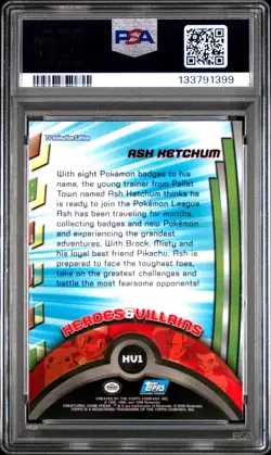 2000 TOPPS POKEMON TV ANIMATION SER 2 HEROES & VILLAINS #HV1 ASH KETCHUM PSA 8 - Image 2