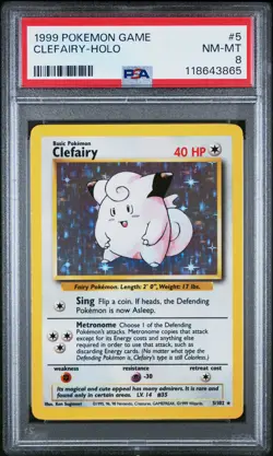 1999 Pokemon Game #5 Clefairy-Holo PSA 8 - Image 1