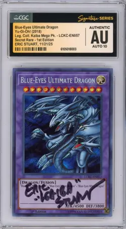 CGC AUTO 10 Signed Eric Stuart Blue-Eyes Ultimate Dragon LCKC-EN057 1st Edition - Image 1