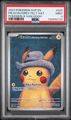 2023 POKEMON SVP EN-SV BLACK STAR PROMO #085 PIKACHU WITH GREY FELT HAT PSA 9 - Image 1