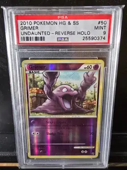 POPULATION 3! 2010 POKEMON HG+SS UNDAUNTED #50 GRIMER-RFOIL PSA 9 - Image 1