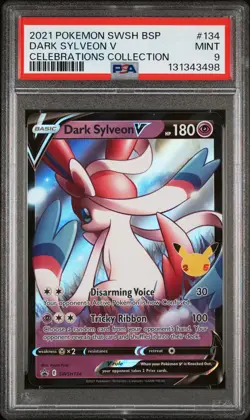 2021 POKEMON SWSH PROMO CELEBRATIONS COLLECTION #134 DARK SYLVEON V PSA 9 - Image 1