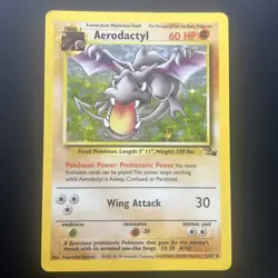 Pokemon TCG Card Fossil Aerodactyl 1/62 - Holo WOTC Vintage MP -HP - Image 1