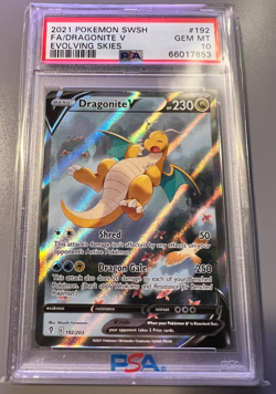 Dragonite V 192/203 Alt Art Evolving Skies Pokemon Card - PSA 10 Gem Mint - Image 1