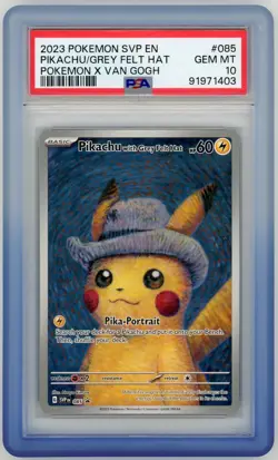 2023 Pokemon X Van Gogh Pikachu With Grey Felt Hat #085 Promo PSA 10 Gem Mint - Image 1