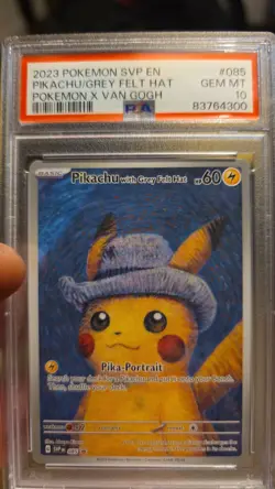 2023 Pokemon x Van Gogh Pikachu with Grey Felt Hat #085 Promo PSA 10 GEM MINT - Image 1