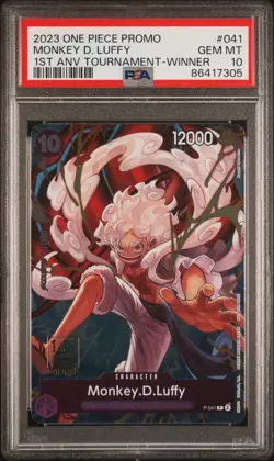 PSA 10 One Piece Monkey D. Luffy P-041 1st Anniversary Tournament Winner - Image 1