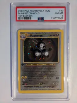 Pokemon Magneton Holo 10/64 Neo Revelation 1st Edition PSA 8 - Image 1