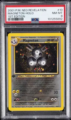 2001 POKEMON NEO REVELATION 1ST EDITION #10 MAGNETON-HOLO PSA 8 - Image 1