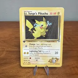Lt. Surge’s Pikachu 1st Edition 81/132 Gym Heroes WOTC Pokemon 2000 MP - Image 1