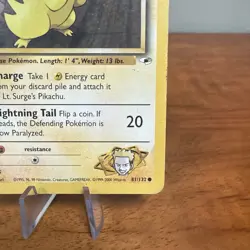 Lt. Surge’s Pikachu 1st Edition 81/132 Gym Heroes WOTC Pokemon 2000 MP - Image 4