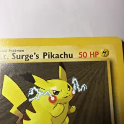 Lt. Surge’s Pikachu 1st Ed Gym Heroes 81/132 WOTC Vintage Pokemon HP Crease - Image 3
