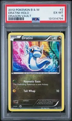 PSA 6 POKEMON 2012 Dragon Vault B & W DRATINI Holo #2RARE - Image 1