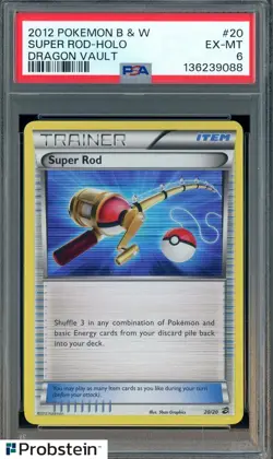 2012 Pokemon B & W Dragon Vault #20 Super Rod-Holo PSA 6 EX-MT - Image 1