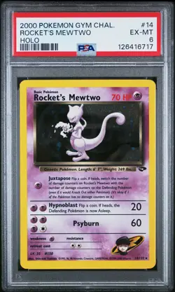 2000 POKEMON GYM CHALLENGE HOLO #14 ROCKET'S MEWTWO PSA 6 - Image 1