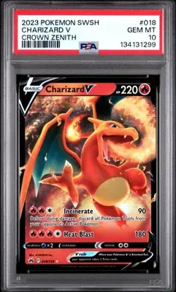 2023 Pokemon Charizard V #018/159 Holo Crown Zenith PSA 10 MINT - Image 1