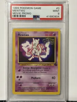 1999 Pokemon Black Star WB First Movie Promo Mewtwo #3 Mint PSA 9 - Image 1