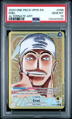 2023 ONE PIECE OP05-AWAKENING OF THE NEW ERA ALTERNATE ART #098 ENEL PSA 10 - Image 1
