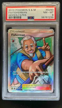 2019 Pokemon SM Hidden Fates Fisherman Shiny Vault Ultra Rare #SV83/SV94 PSA 8 - Image 1
