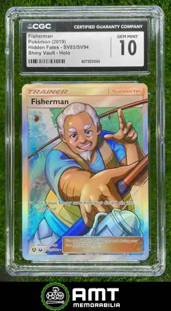 31055 2019 Pokemon SM Hidden Fates #SV83/SV94 Fisherman Shiny Vault Holo CGC 10 - Image 1