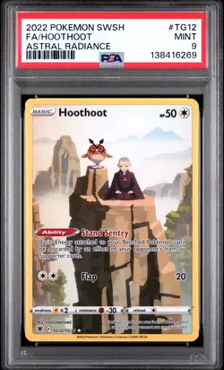 2022 POKEMON SWORD & SHIELD ASTRAL RADIANCE #TG12 FULL ART/HOOTHOOT PSA 9 - Image 1