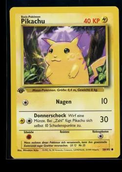 GERMAN Pikachu 1st Edition Pokemon TCG WOTC Base Set 58/102 MINT NM - Image 1