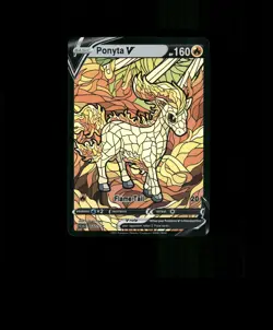Fan-ART READ DESCRIPTION BELOW HOLO Ponyta Card Stained Glass Pokemon Card p1 - Image 1